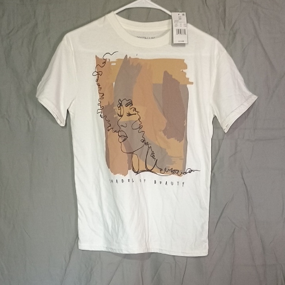 Modern Lux White and Tan Artistic Tee
